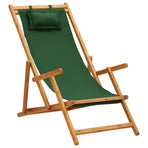 Folding Chair Solid Eucalyptus Wood and Fabric Green