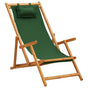 Folding Chair Solid Eucalyptus Wood and Fabric Green