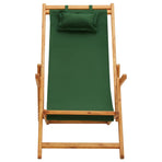 Folding Chair Solid Eucalyptus Wood and Fabric Green