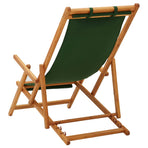 Folding Chair Solid Eucalyptus Wood and Fabric Green