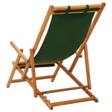 Folding Beach Chair Solid Eucalyptus Wood and Fabric Green - Top-Down View