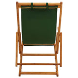 Folding Beach Chair Solid Eucalyptus Wood and Fabric Green - 45-Degree Angle