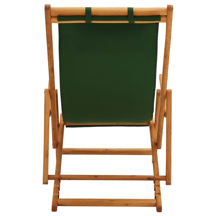 Folding Chair Solid Eucalyptus Wood and Fabric Green