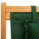 Folding Beach Chair Solid Eucalyptus Wood and Fabric Green