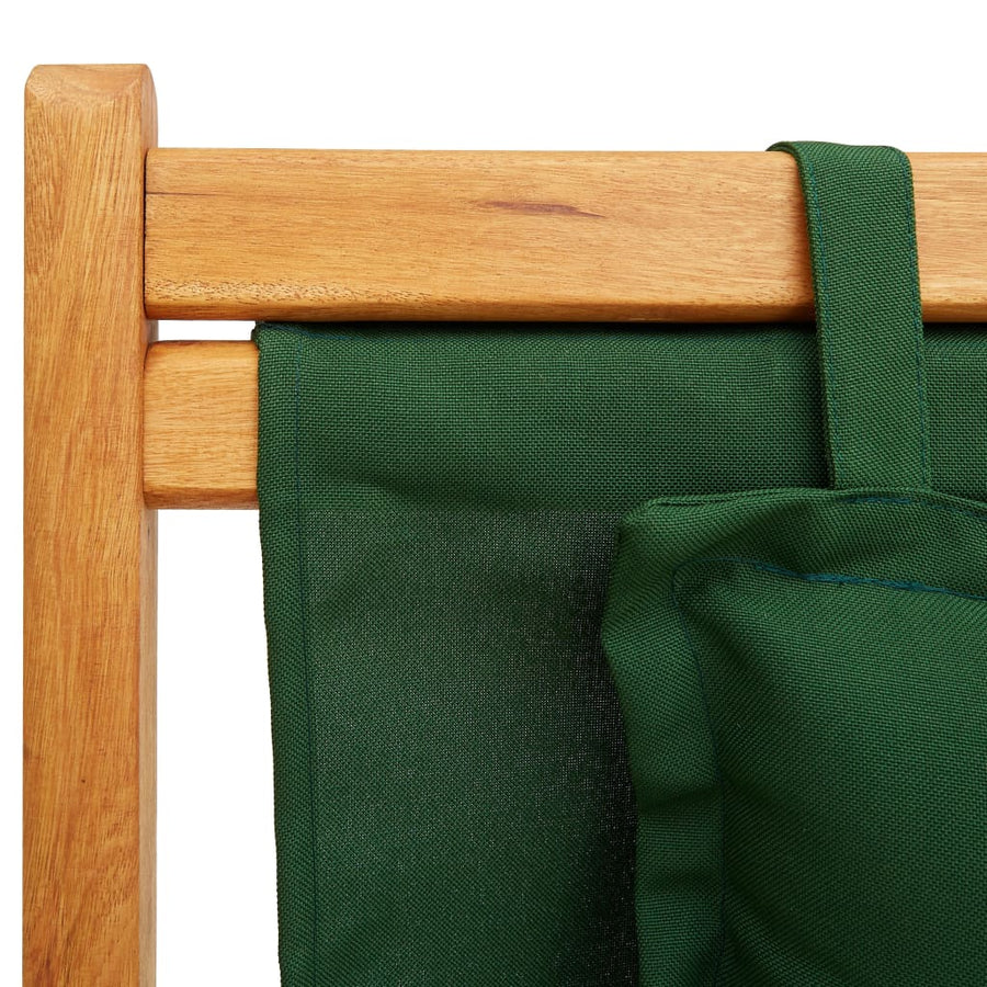 Folding Chair Solid Eucalyptus Wood and Fabric Green