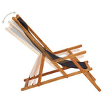 Folding Chair Solid Eucalyptus Wood and Fabric Black