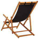 Folding Chair Solid Eucalyptus Wood and Fabric Black