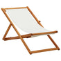 Folding Chair Eucalyptus Wood and Fabric Cream White