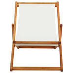 Folding Chair Eucalyptus Wood and Fabric Cream White