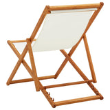 Folding Beach Chair Eucalyptus Wood and Fabric Cream White - Top-Down View