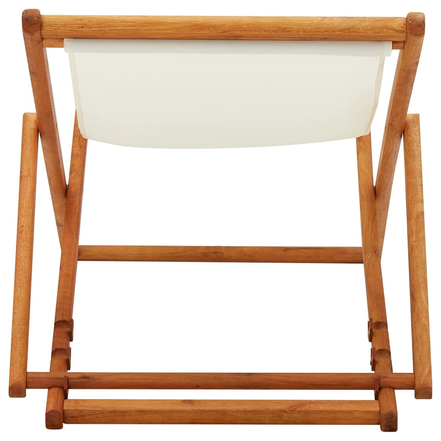 Folding Chair Eucalyptus Wood and Fabric Cream White
