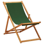 Folding Chair Eucalyptus Wood and Fabric Green