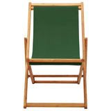 Folding Beach Chair Eucalyptus Wood and Fabric Green - Front View