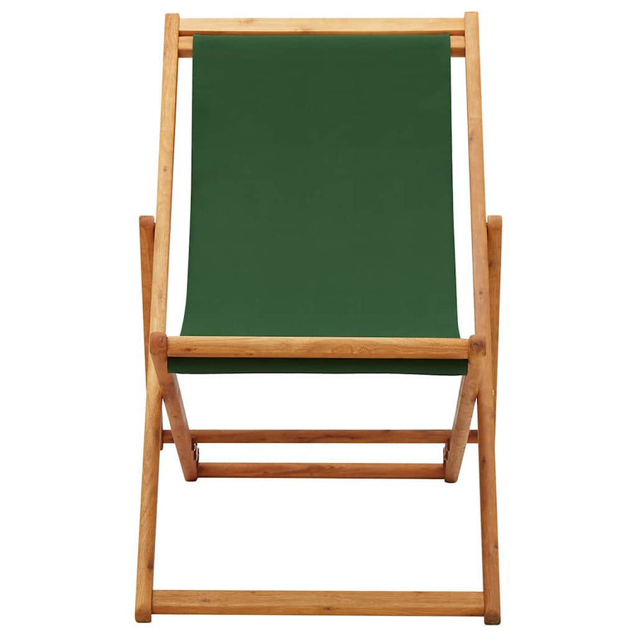 Folding Chair Eucalyptus Wood and Fabric Green
