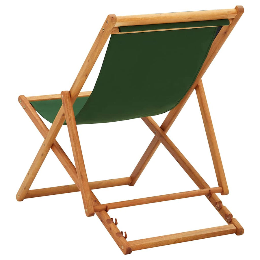 Folding Chair Eucalyptus Wood and Fabric Green