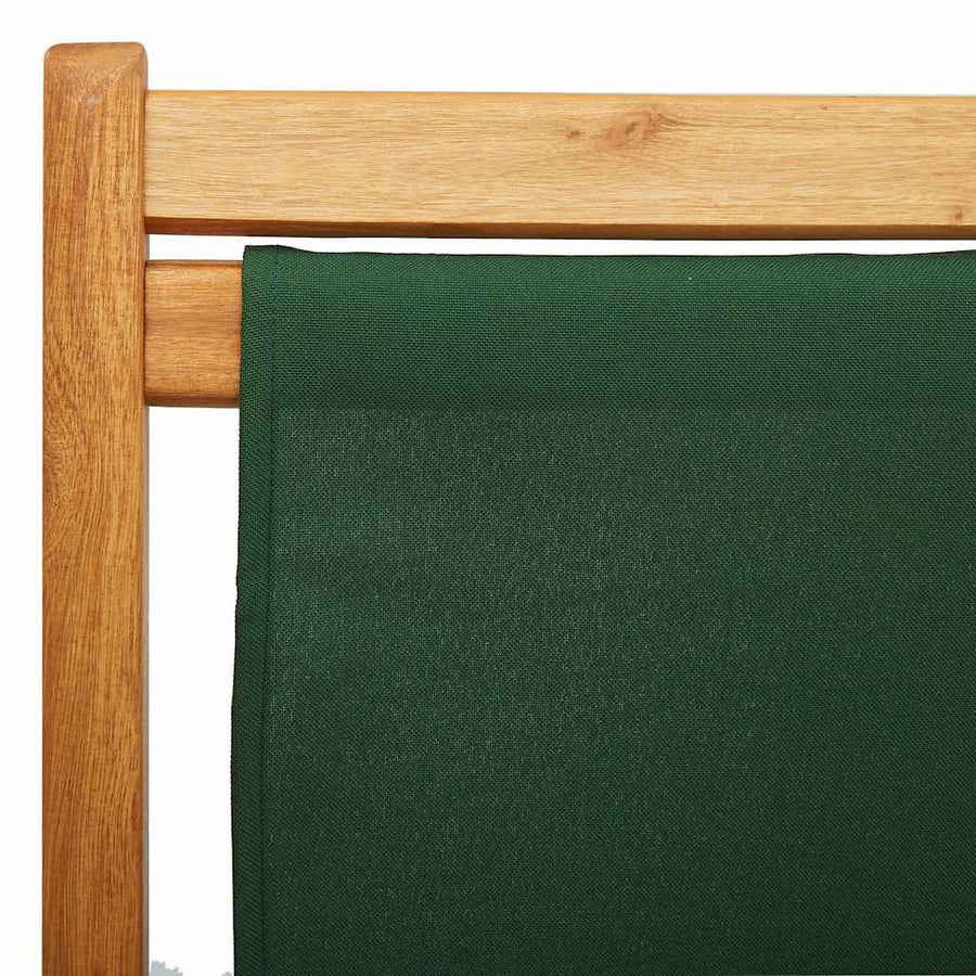 Folding Chair Eucalyptus Wood and Fabric Green