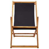 Folding Beach Chair Eucalyptus Wood and Fabric Black