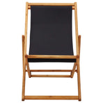 Folding Chair Eucalyptus Wood and Fabric Black