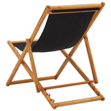 Folding Beach Chair Eucalyptus Wood and Fabric Black - Top-Down View