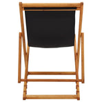 Folding Chair Eucalyptus Wood and Fabric Black