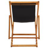 Folding Beach Chair Eucalyptus Wood and Fabric Black - 45-Degree Angle