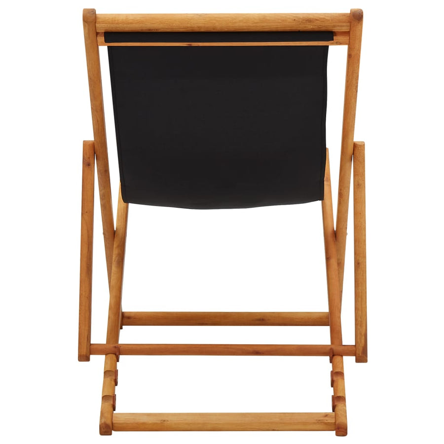 Folding Chair Eucalyptus Wood and Fabric Black