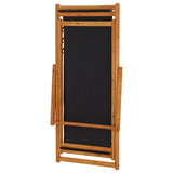 Folding Beach Chair Eucalyptus Wood and Fabric Black