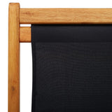 Folding Beach Chair Eucalyptus Wood and Fabric Black - Close-Up Angle