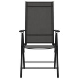 Folding Garden Chairs 6 pcs Textilene Black - Side View