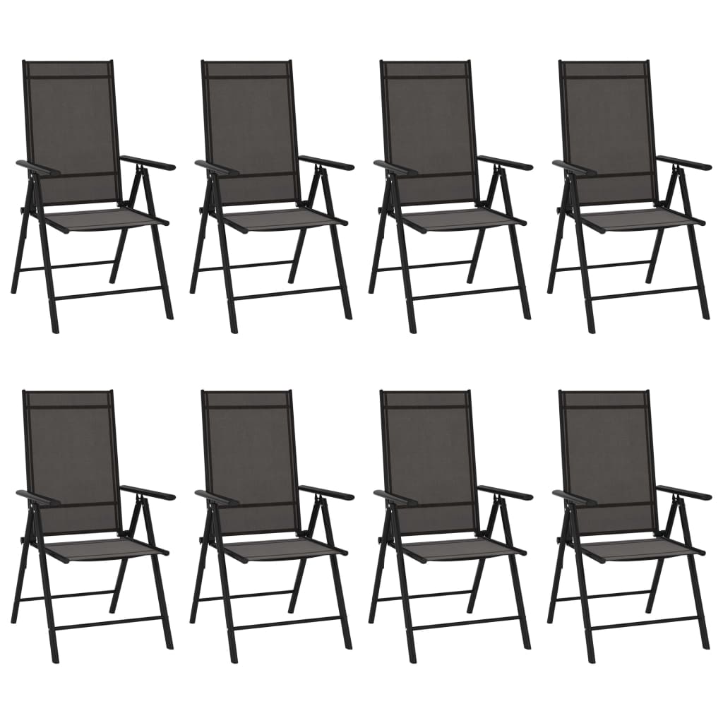 Folding Chairs 8 pcs Textilene Black