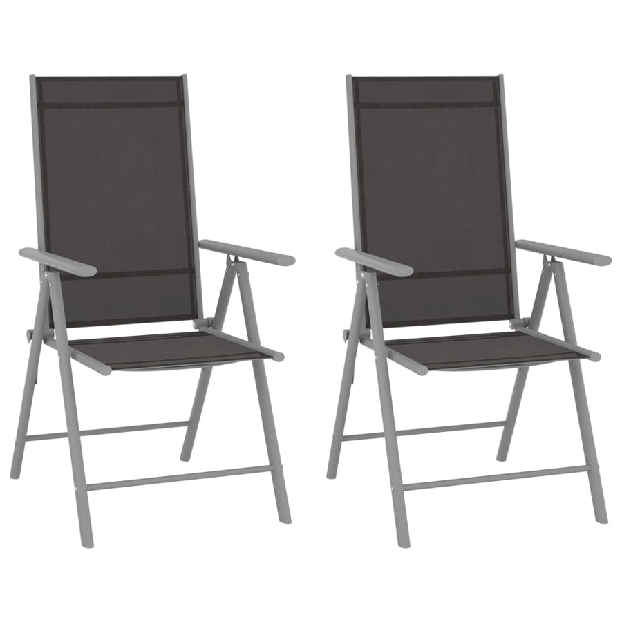 Folding Chairs 2 pcs Textilene Black
