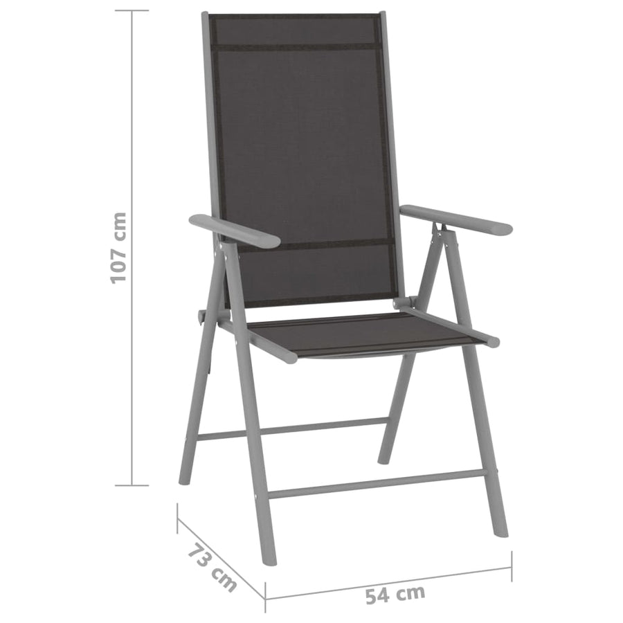 Folding Chairs 2 pcs Textilene Black