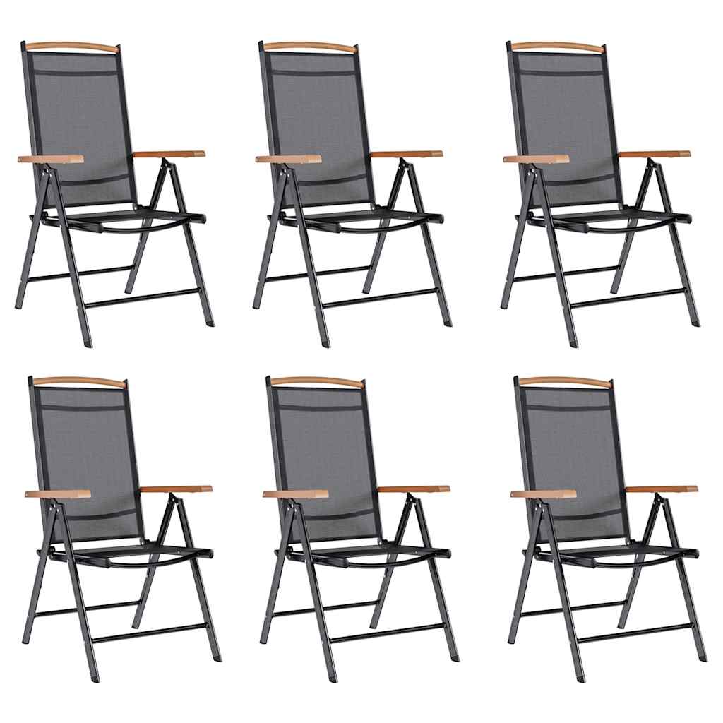 Folding Chairs 6 pcs Textilene Black