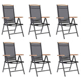 Folding Chairs 6 pcs Textilene Black