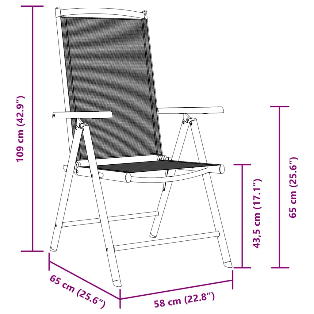 Folding Chairs 6 pcs Textilene Black