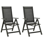 Folding Chairs 2 pcs Textilene and Aluminium Black