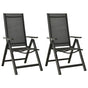 Folding Chairs 2 pcs Textilene and Aluminium Black