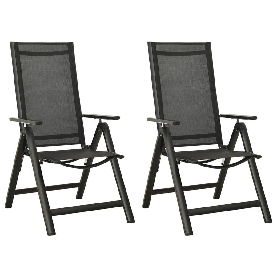 Folding Chairs 2 pcs Textilene and Aluminium Black