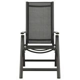 Folding Garden Chairs 2 pcs Textilene and Aluminium Black - Side View