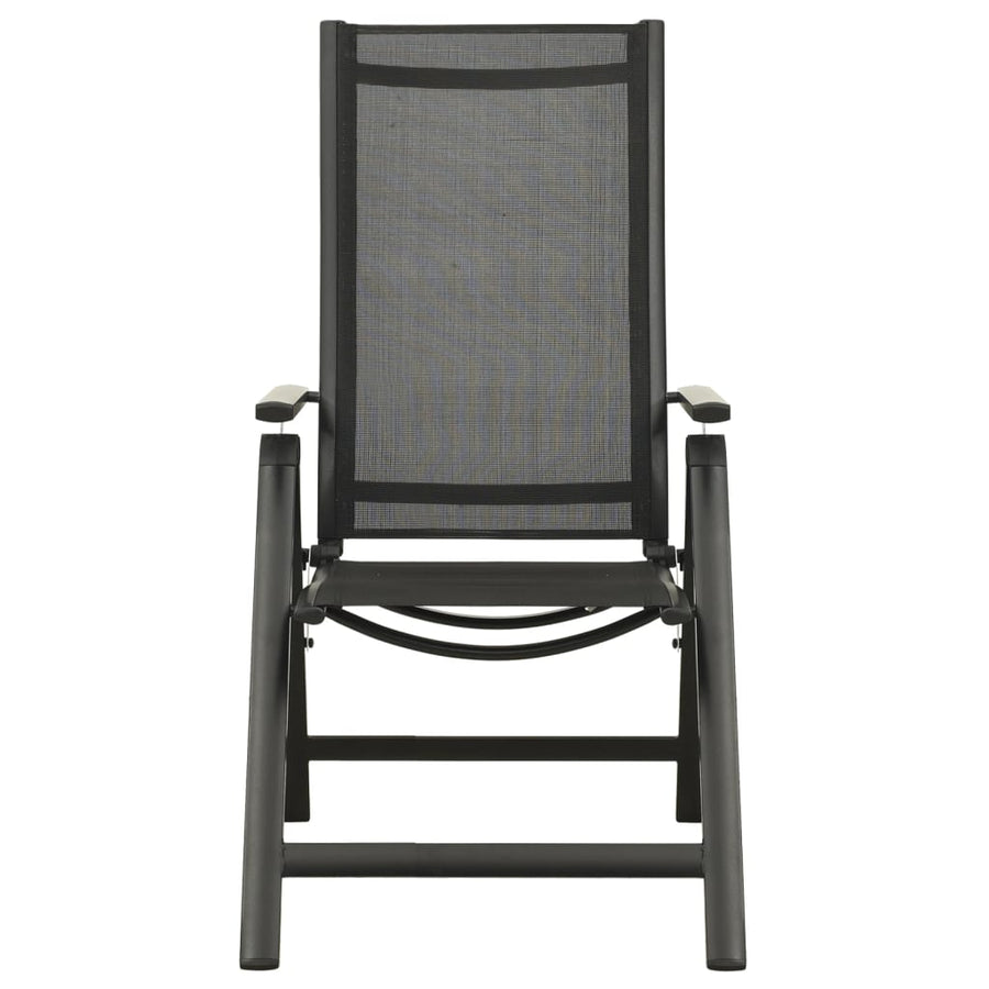 Folding Chairs 2 pcs Textilene and Aluminium Black