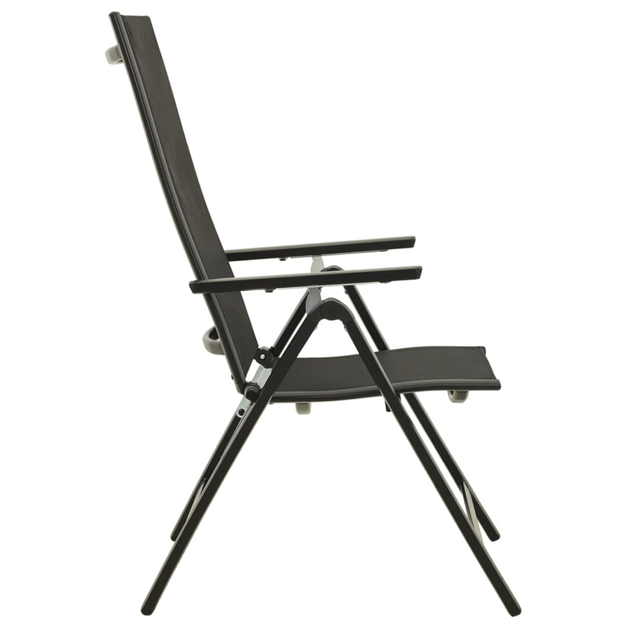 Folding Chairs 2 pcs Textilene and Aluminium Black