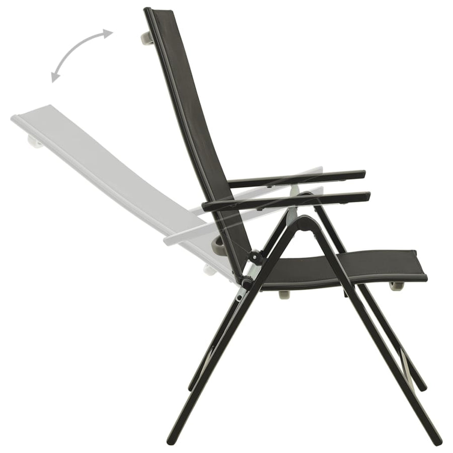 Folding Chairs 2 pcs Textilene and Aluminium Black