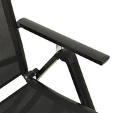 Folding Garden Chairs 2 pcs Textilene and Aluminium Black - Close-Up Angle