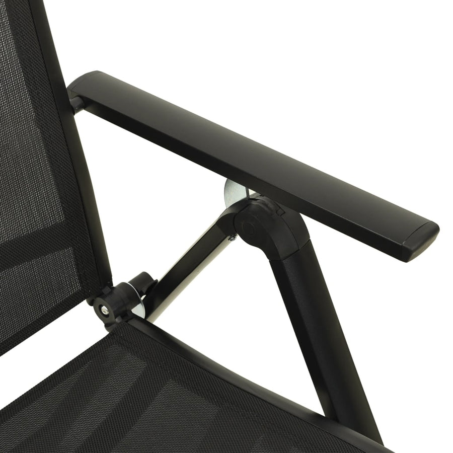 Folding Chairs 2 pcs Textilene and Aluminium Black