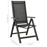 Folding Garden Chairs 2 pcs Textilene and Aluminium Black - Extra Image