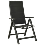 Folding Garden Chairs 2 pcs Textilene and Aluminium Black - Front View