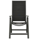 Folding Garden Chairs 2 pcs Textilene and Aluminium Black - Side View