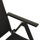 Folding Garden Chairs 2 pcs Textilene and Aluminium Black - Close-Up Angle