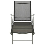 Folding Sun Lounger Textilene and Aluminium Black and Silver