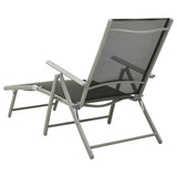 Folding Sun Lounger Textilene and Aluminium Black and Silver - Top-Down View